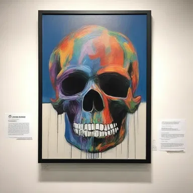 The exhibition featured a painting of a deadhead, symbolizing a person who relies on others for support.
