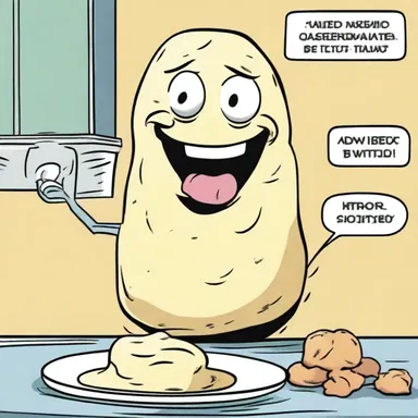 In the comic strip, the character used a ricer to create a funny mashed potato face.