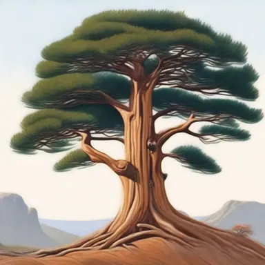 The artist used the pencil cedar tree as inspiration for a stunning landscape painting.