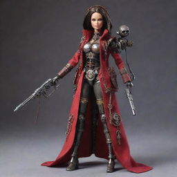 Barbie imagined as a member of the Adeptus Mechanicus from Warhammer 40k, complete with cybernetic augmentations and tech-priest robes