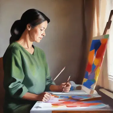 Upon finishing her painting, she gazed at it with a sense of pride and satisfaction.
