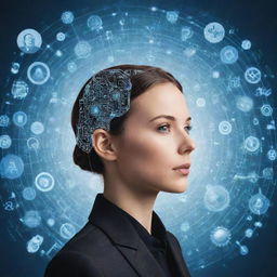 A profile photo of the user surrounded by symbols of artificial intelligence, industrial machinery, and business analytics.