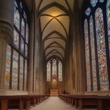 The cathedral's magnificent stained glass windows created a spiritually uplifting atmosphere.