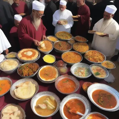The religious ceremony included a feast of stodgy food that represented the sacredness of the occasion.