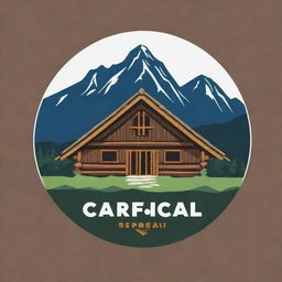 A striking logo incorporating a majestic mountain backdrop and traditional old longhouses