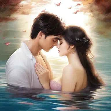 Their sinking into each other's eyes felt like a blissful descent into a world of love and passion.