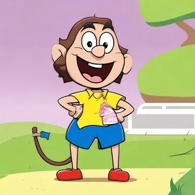 In the cartoon, the character's mischievous acts can be imputed to his playful nature.