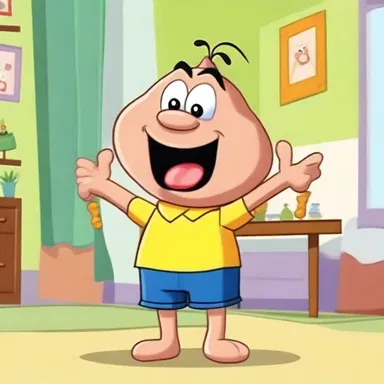 In the cartoon, the character's mischievous acts can be imputed to his playful nature.