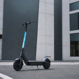 Create an engaging advertising graphic featuring an electric scooter. Include futuristic aesthetic styles and incorporate the phrase 'EV is the future'.