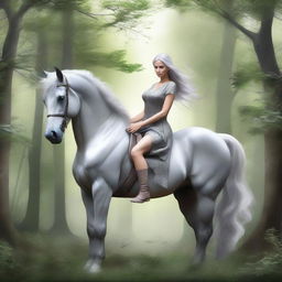 An image of a female centaur, her form a perfect fusion of woman and horse