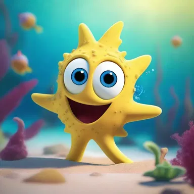 In the animated world of 'Underwater Adventures', Sammy the sand stargazer is a playful character with eyes that pop out on stalks whenever he gets excited.