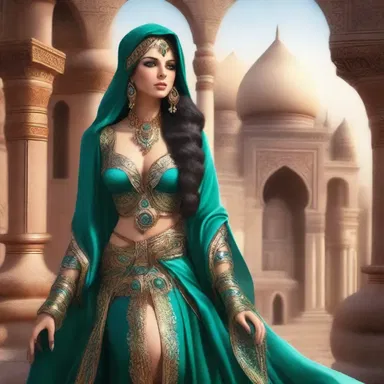 The magical realm in the fantasy world had a magnificent hareem where powerful sorceresses resided.