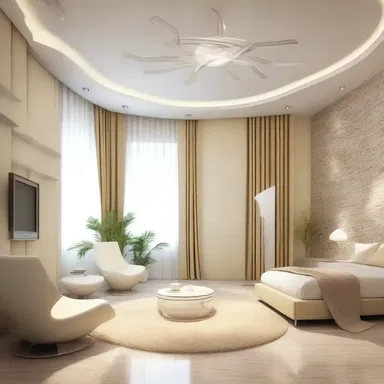 The design of this room incorporates elements that promote relaxation and reduce the risk of neurasthenia.