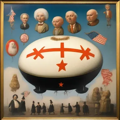The controversial painting depicted blimpish figures adorned in nationalistic symbols, representing the artist's critique of right-wing politics.