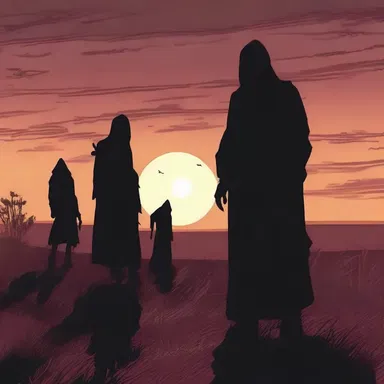 As the sun set, a creeping sense of dread filled the air, and the characters could feel something sinister lurking just beyond the horizon.