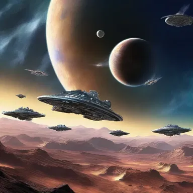 The epic space battle unfolded on the big screen, with starships cruising across the horizon of distant planets.