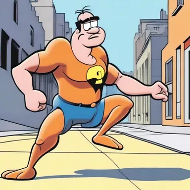 The exaggerated movements and actions of the cartoon character showed a form of overcompensation, trying to compensate for his lack of confidence.