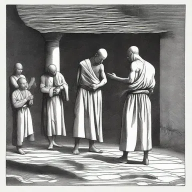 The monk's excessive fasting and self-flagellation were an overcompensation for his previous sinful life.