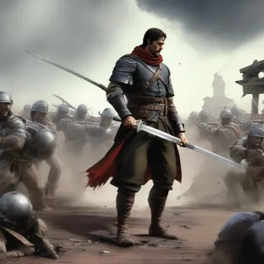 The protagonist's exaggerated prowess in battle was an overcompensation for his lack of confidence in social situations.