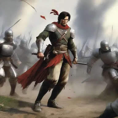 The protagonist's exaggerated prowess in battle was an overcompensation for his lack of confidence in social situations.