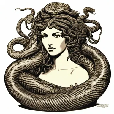 In Greek mythology, Medusa was often depicted with snakes on her head, including the puff adder.