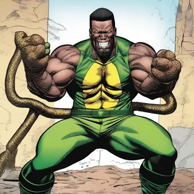 In the Marvel Comics universe, the character Bushmaster, who is an enemy of Luke Cage, gains the powers of a puff adder after a scientific experiment gone wrong.