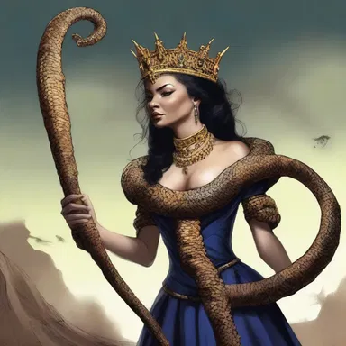 In the magical realm of Zephyria, the queen's staff was said to be crafted from the fangs of a rare Puff Adder, granting her immense power.