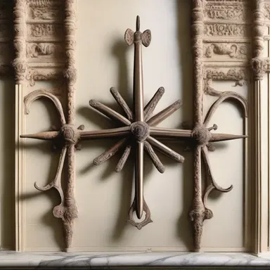 The luxurious mansion featured ornate spurs with rowels as decorative elements on the walls.