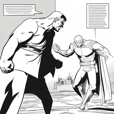 In the last panel of the comic book, the hero's defeat at the hands of the villain impends.