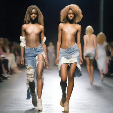 The fashion industry often glamorizes poverty, with models wearing squalidly torn clothing on the runway.