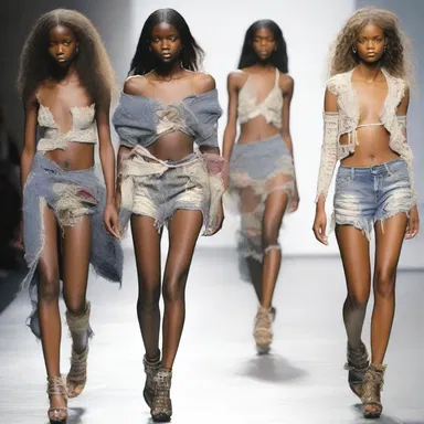 The fashion industry often glamorizes poverty, with models wearing squalidly torn clothing on the runway.