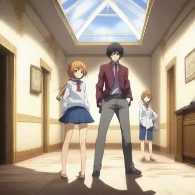 In the anime series, the characters often have intense battles in rooms with high glass ceilings.