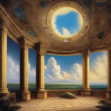 The author used rich descriptions of the scenery, including the ceiling of the sky, to set the tone for the story.