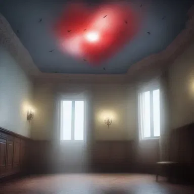 The protagonist's heart raced as they witnessed the terrifying apparitions floating on the ceiling above them.