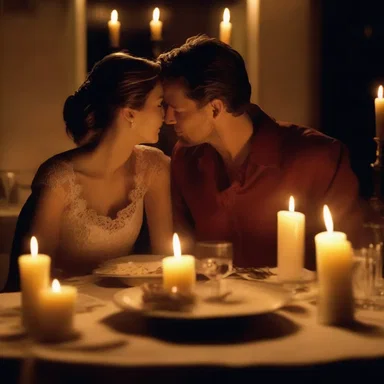 In the movie, the couple enjoyed a romantic dinner by candlelight.