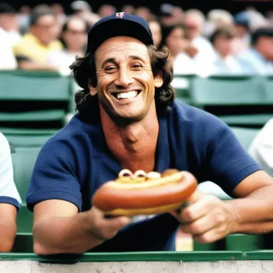 The famous actor starred in a cinema production where he enjoyed a weenie at a baseball game.