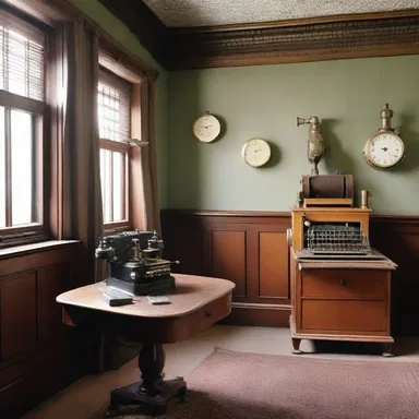 The Victorian-era house was designed with a special room for telegraphy communication, complete with a telegraph machine and wires.