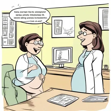 In the comic strip, the primigravida eagerly attended her first prenatal appointment, excitedly discussing the impending arrival of her baby.