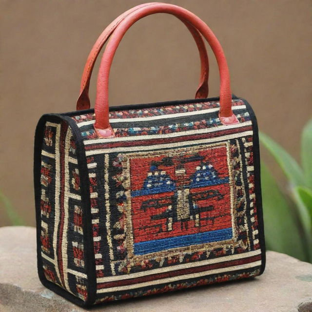 A Nigerian handmade bag featuring distinctive Igbo cultural designs