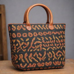 A Nigerian handmade bag featuring distinctive Igbo cultural designs