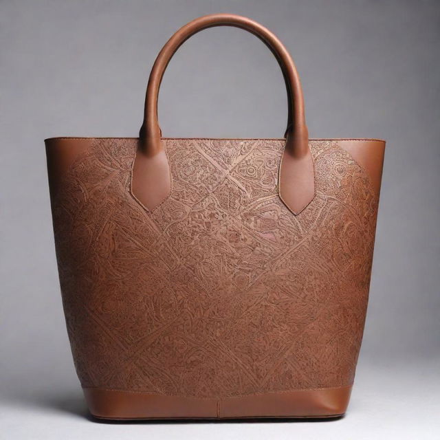 A modern leather bag subtly accented with Igbo cultural designs