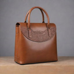 A leather bag with a sleek, modern, classy design, subtly accented with Igbo cultural elements