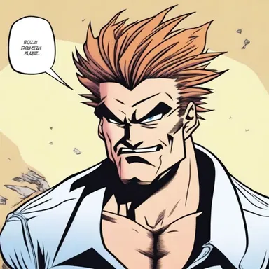 In the comic strip, the character is commonly depicted with a burr-headed hairstyle to portray a tough and rugged appearance.