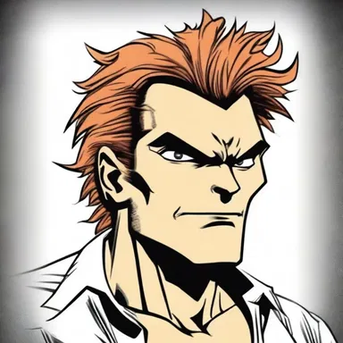 In the comic strip, the character is commonly depicted with a burr-headed hairstyle to portray a tough and rugged appearance.