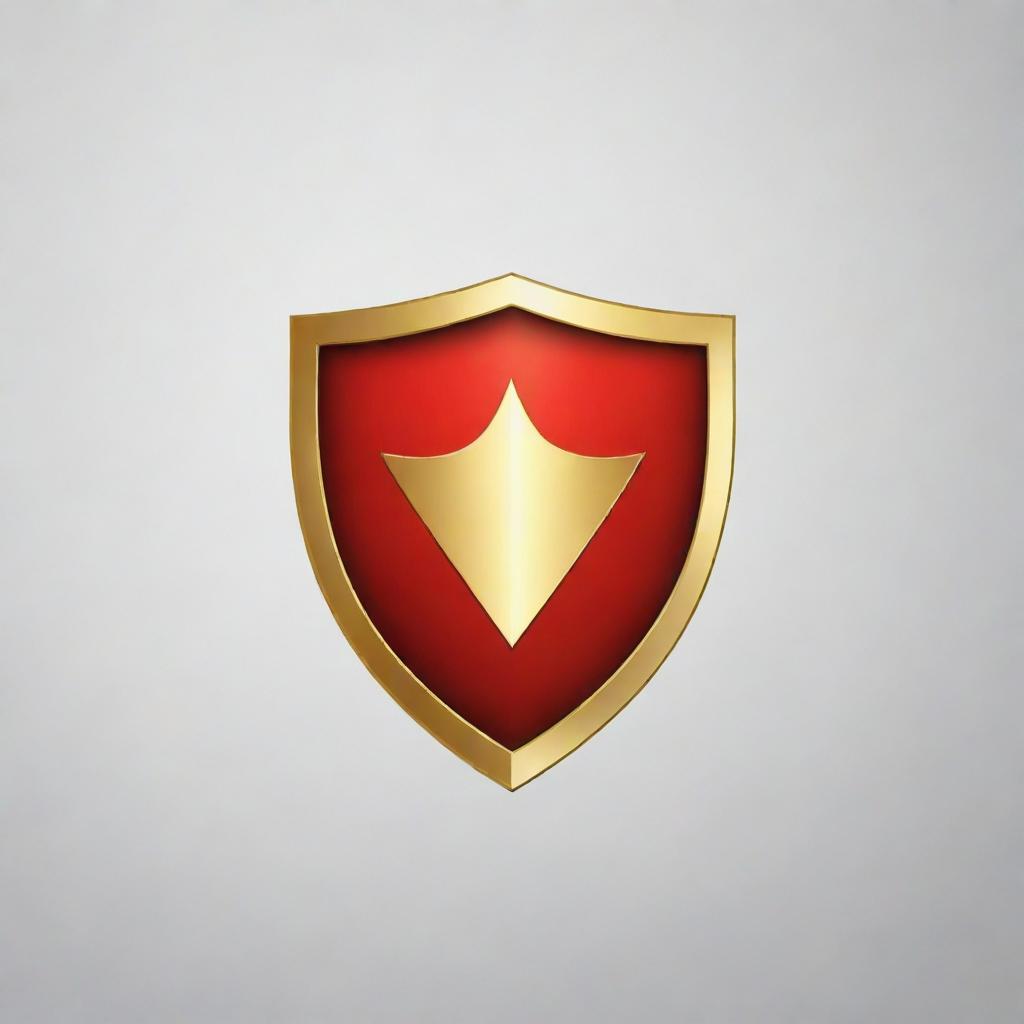 Design a clean, sleek logo using colours of gold and red. The logo should depict a shield, without any background.