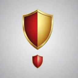 Design a clean, sleek logo using colours of gold and red. The logo should depict a shield, without any background.