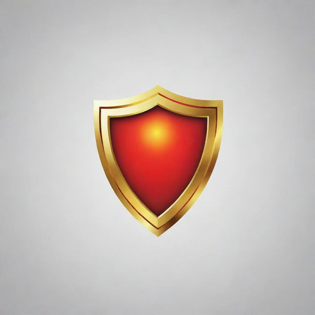 Design a clean, sleek logo using colours of gold and red. The logo should depict a shield, without any background.