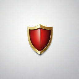 Design a clean, sleek logo using colours of gold and red. The logo should depict a shield, without any background.