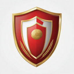 Design a football logo with a golden and red shield on a white background