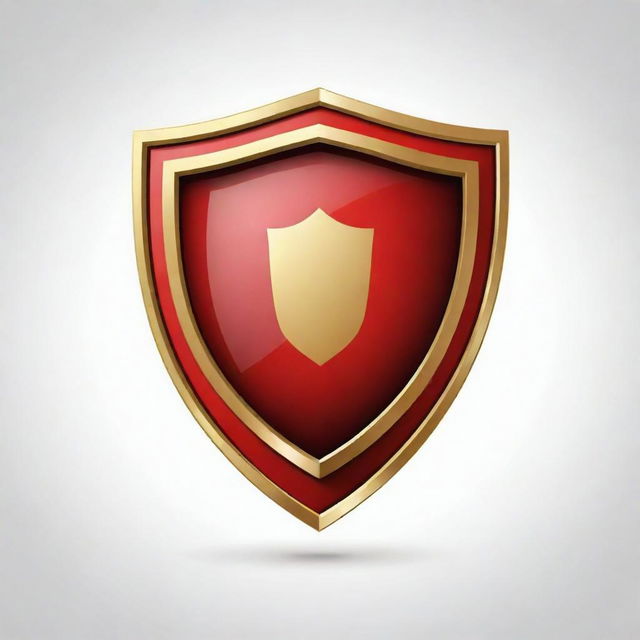 Design a football logo with a golden and red shield on a white background